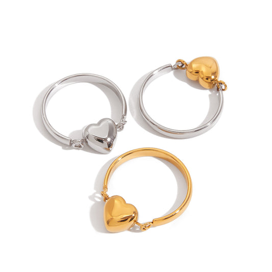 Stainless Steel Polished Heart-shaped Ring