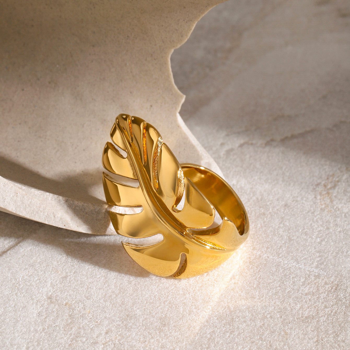 Stainless Steel Personalized Leaf Open Ring