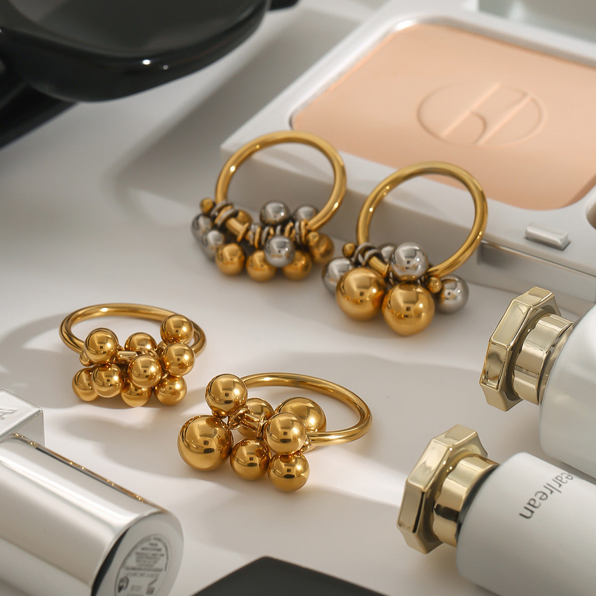 Stainless Steel Light Luxury Multi-ball Ring