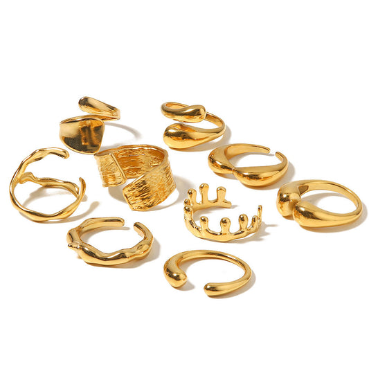 Stainless Steel Irregular Geometric Line Open Ring