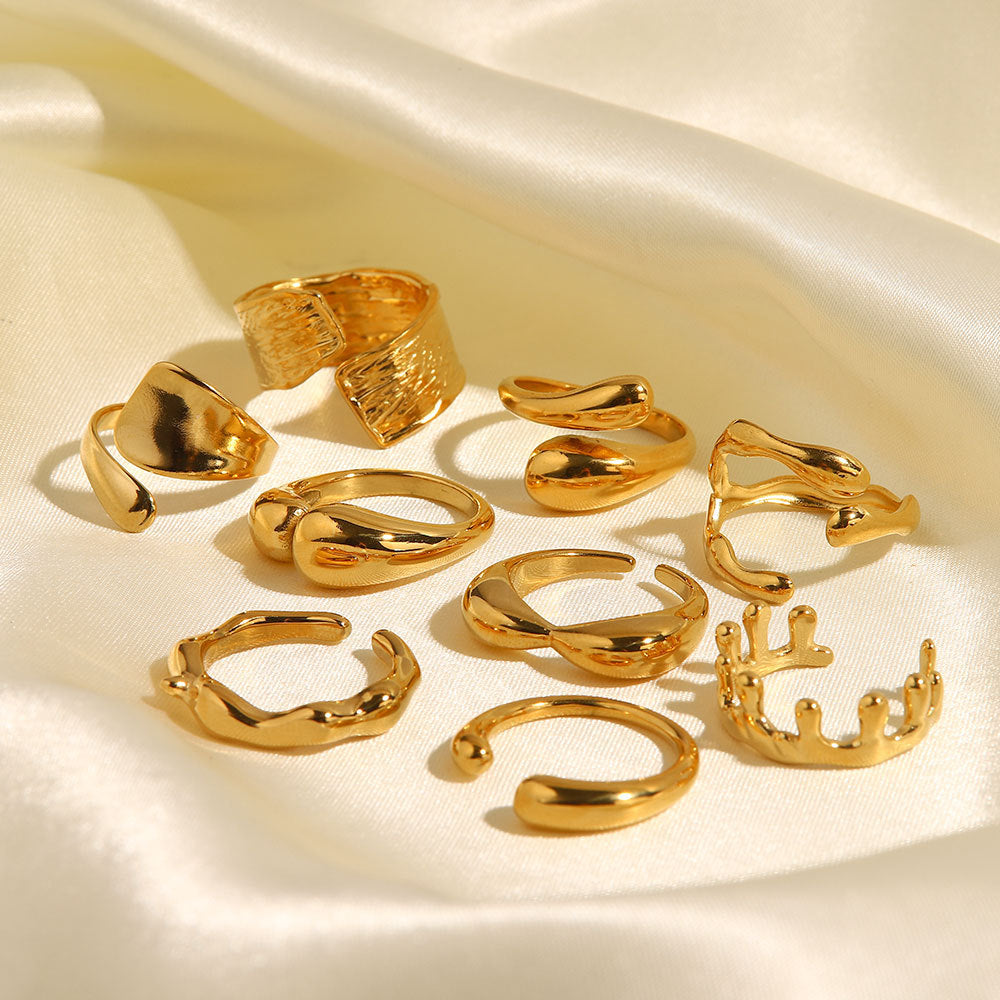 Stainless Steel Irregular Geometric Line Open Ring