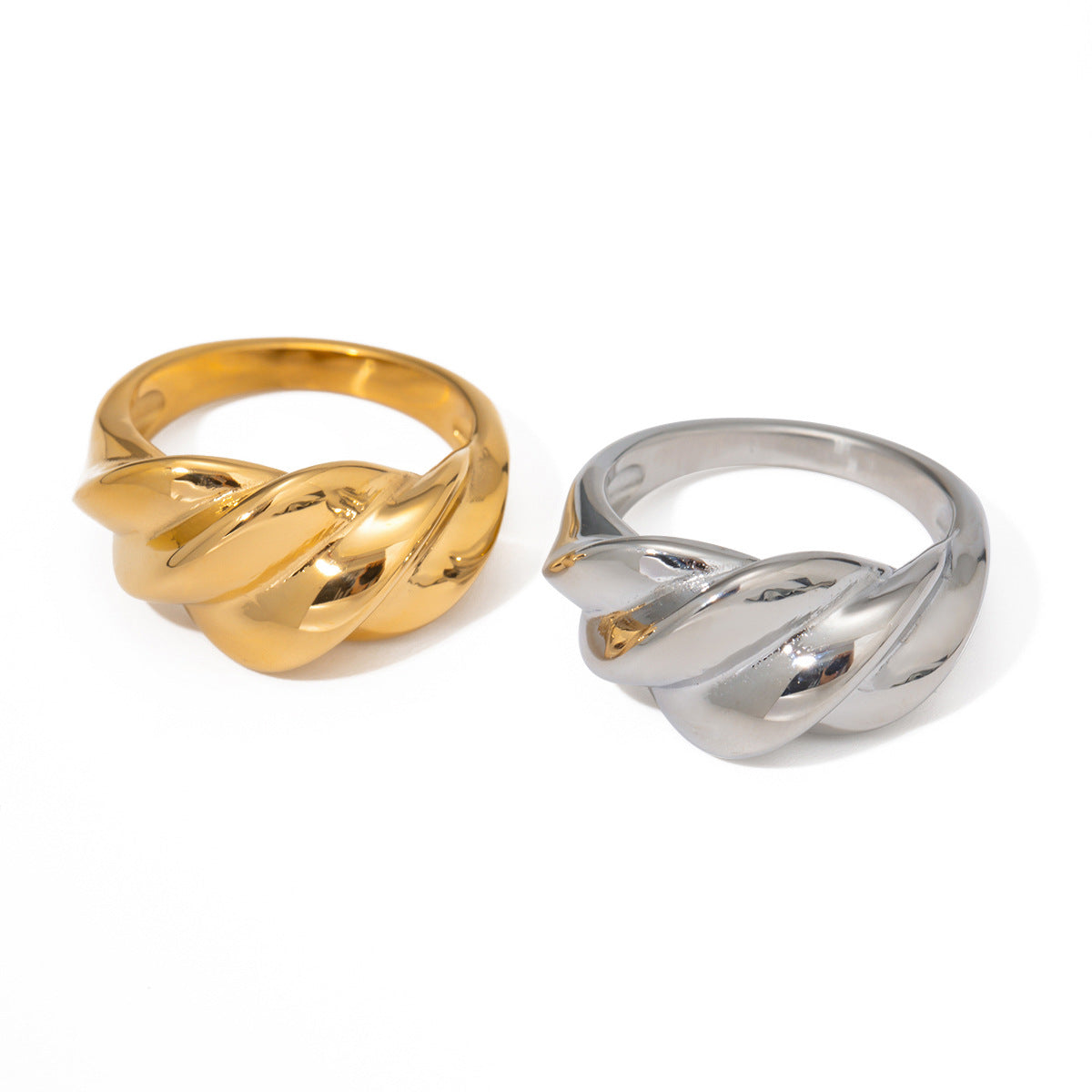 Stainless Steel Twisted Rope Pleated Ring