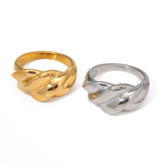 Stainless Steel Twisted Rope Pleated Ring
