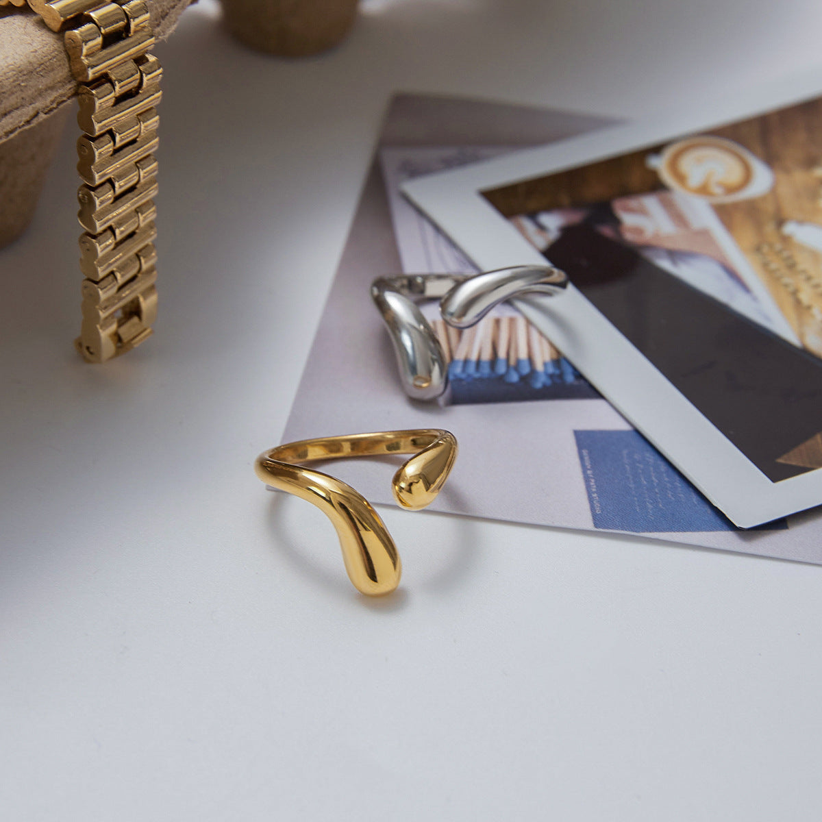 Stainless Steel Water Drop Open Ring