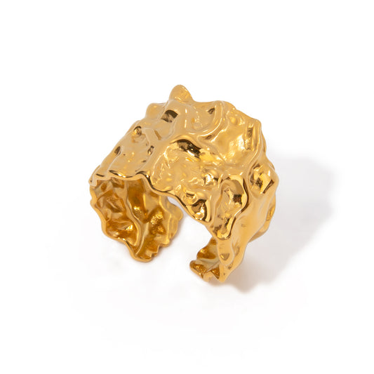Stainless Steel Exaggerated Texture Open Ring