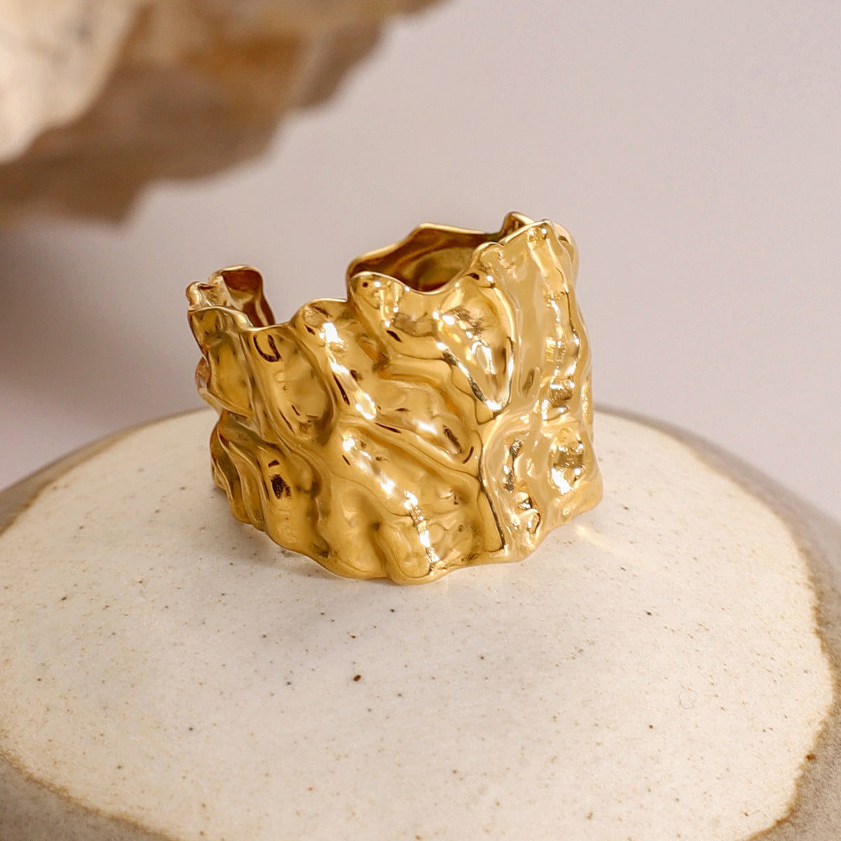 Stainless Steel Exaggerated Texture Open Ring