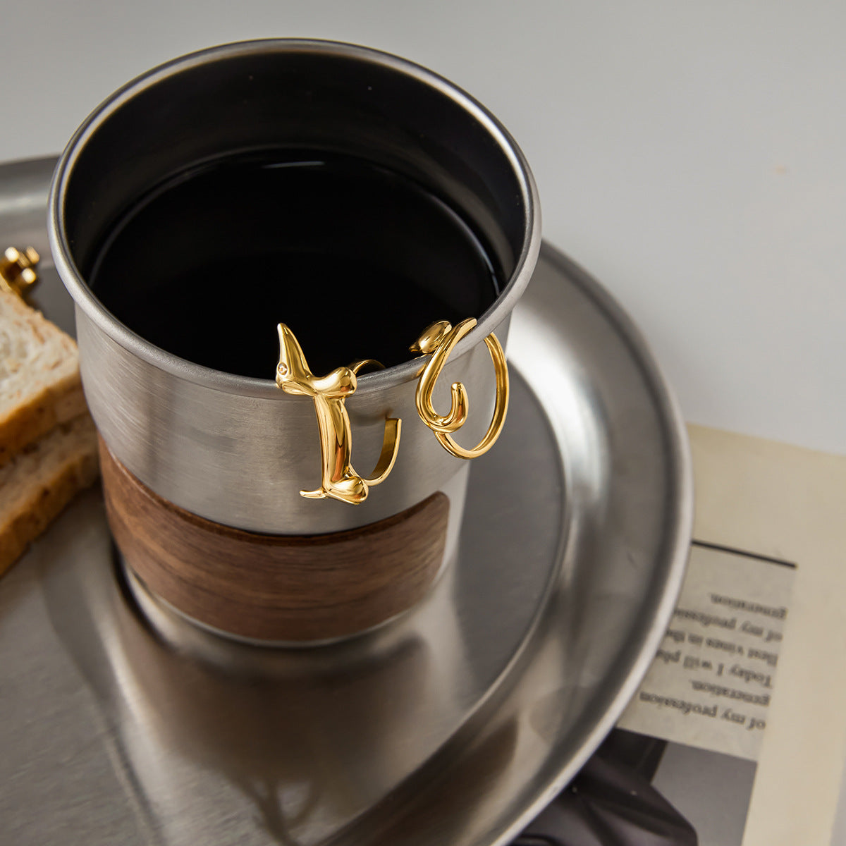 Stainless Steel Lucky Cat and Dog Ring