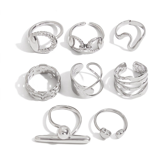 Stainless Steel Geometric Ring Combination