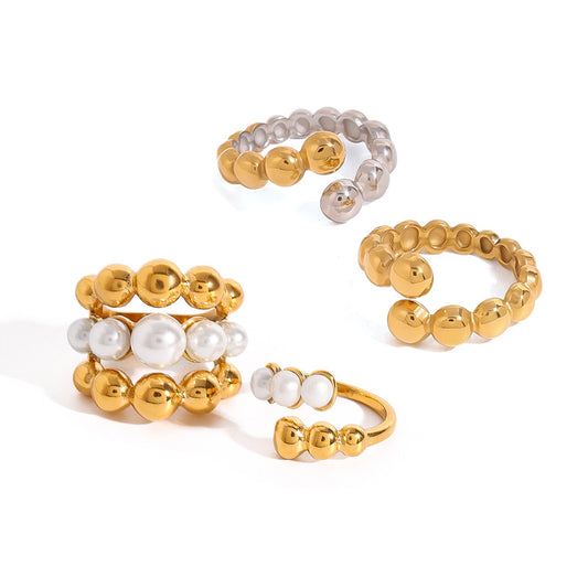 Stainless Steel Light Luxury Pearl Ring