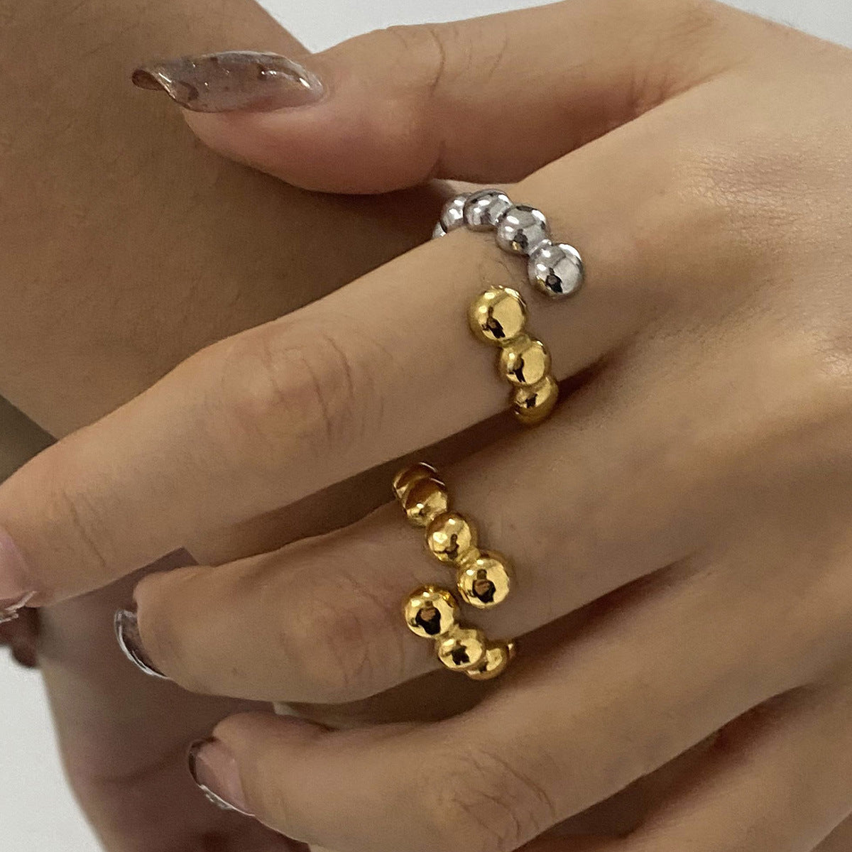 Stainless Steel Light Luxury Pearl Ring