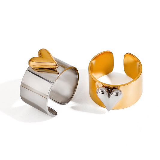 Stainless Steel Heart Band Ring