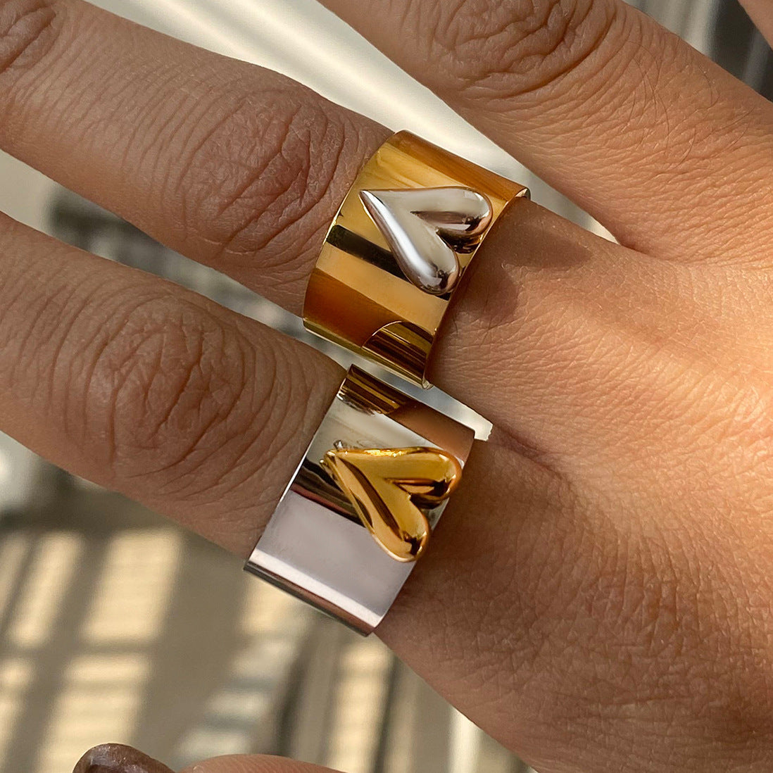 Stainless Steel Heart Band Ring