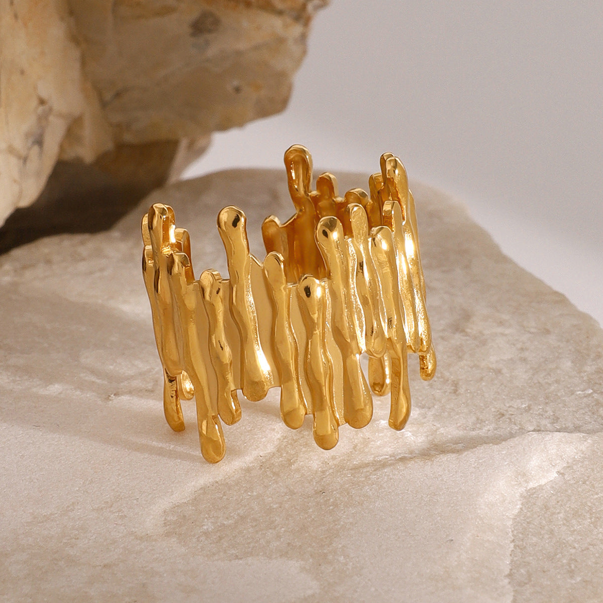 Stainless Steel Geometric Irregularly Shaped Open Ring