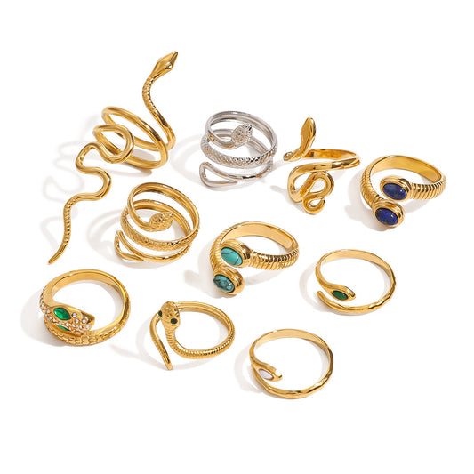 Stainless Steel Snake-shaped Open Ring