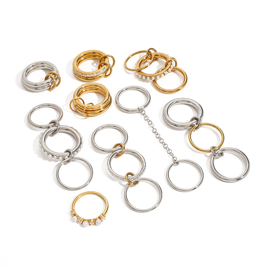 Stainless Steel Stacking Pearl Rings