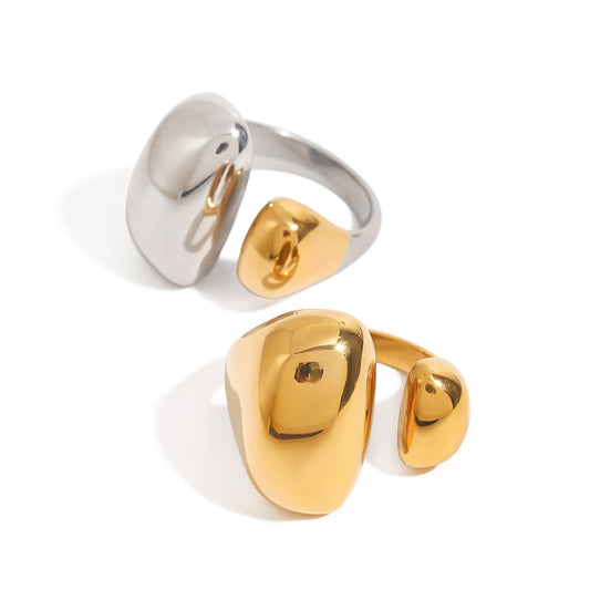 Stainless Steel Geometric Smooth Open Ring
