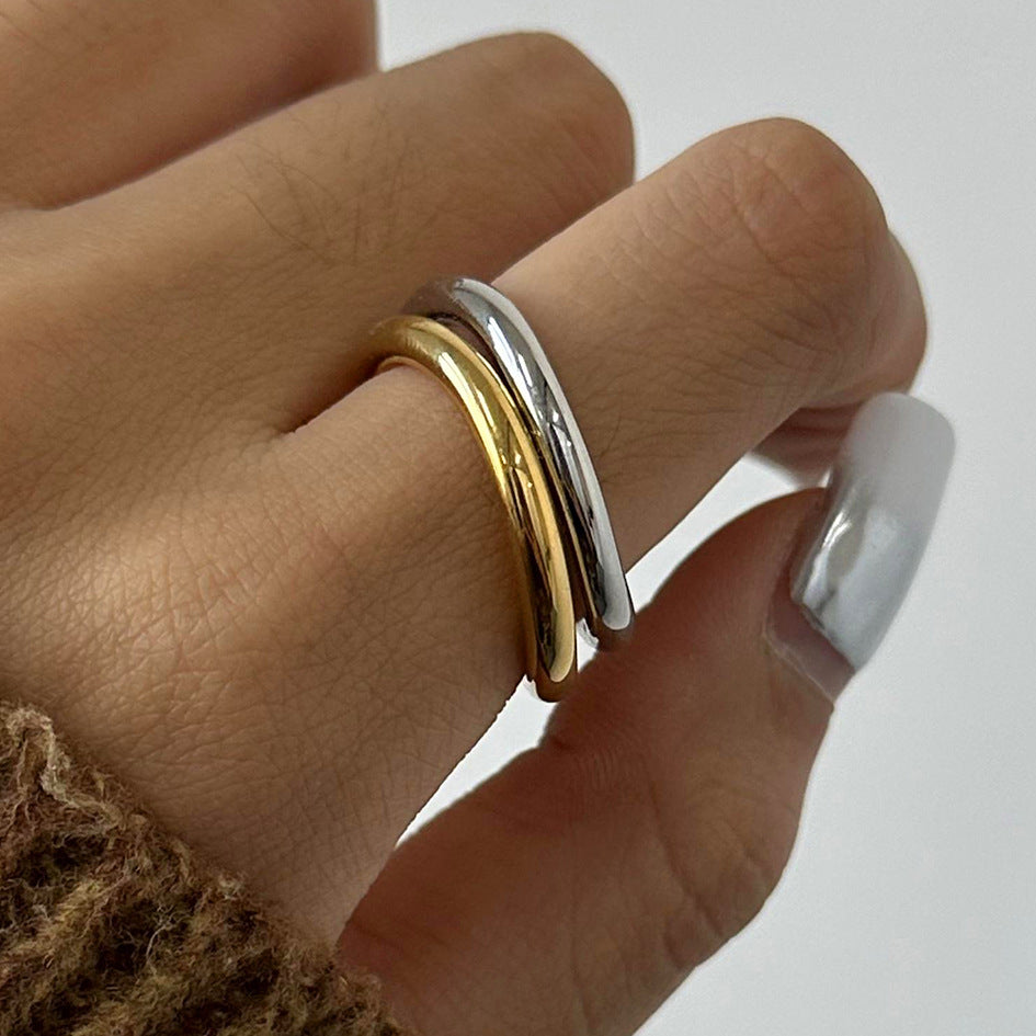 Stainless Steel Geometry Stacking Plain Ring