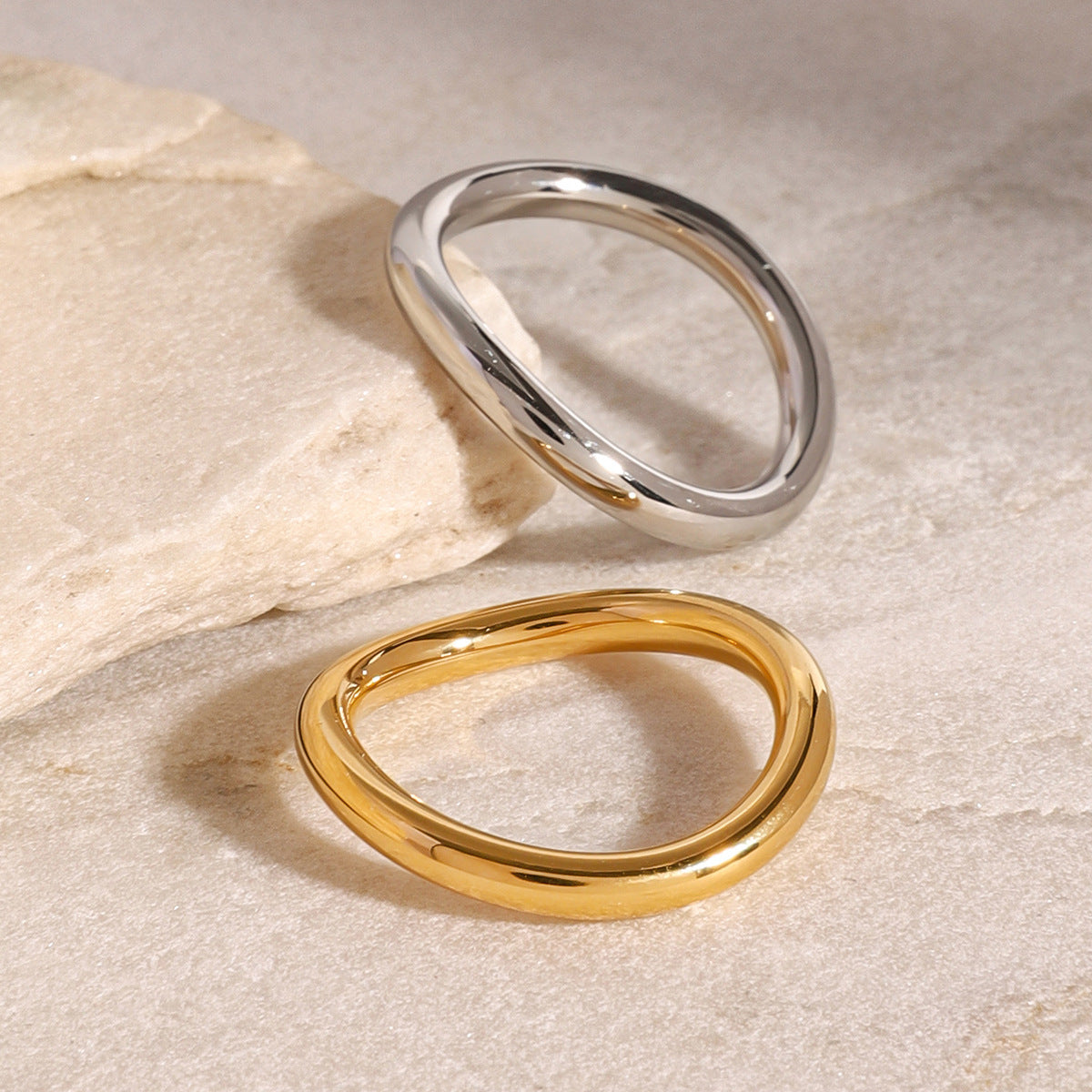Stainless Steel Geometry Stacking Plain Ring