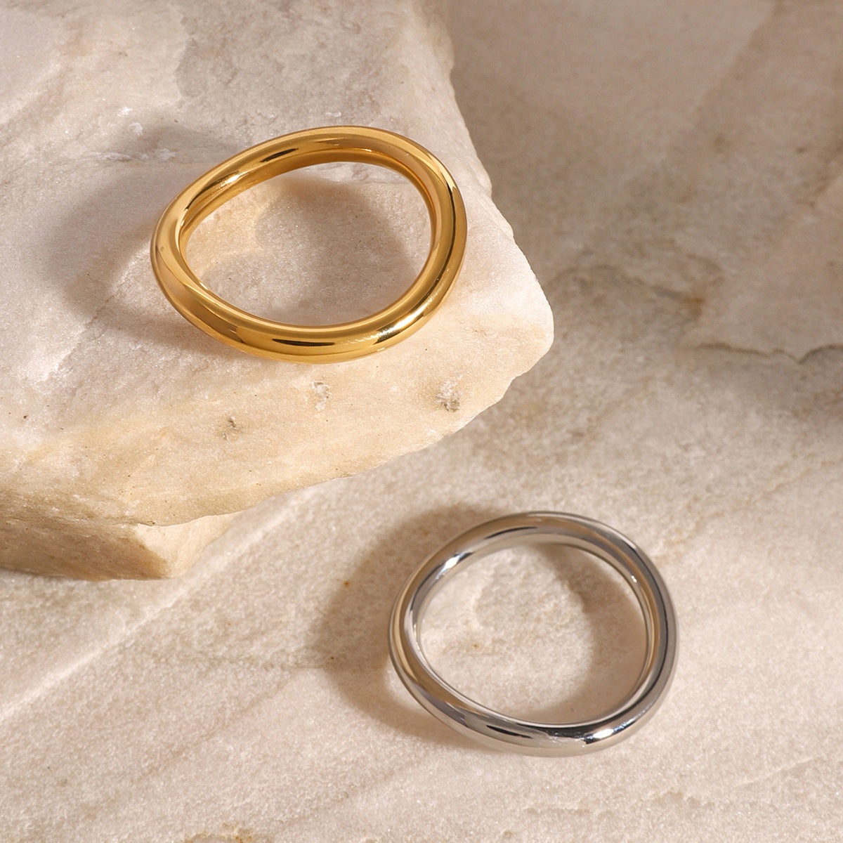 Stainless Steel Geometry Stacking Plain Ring