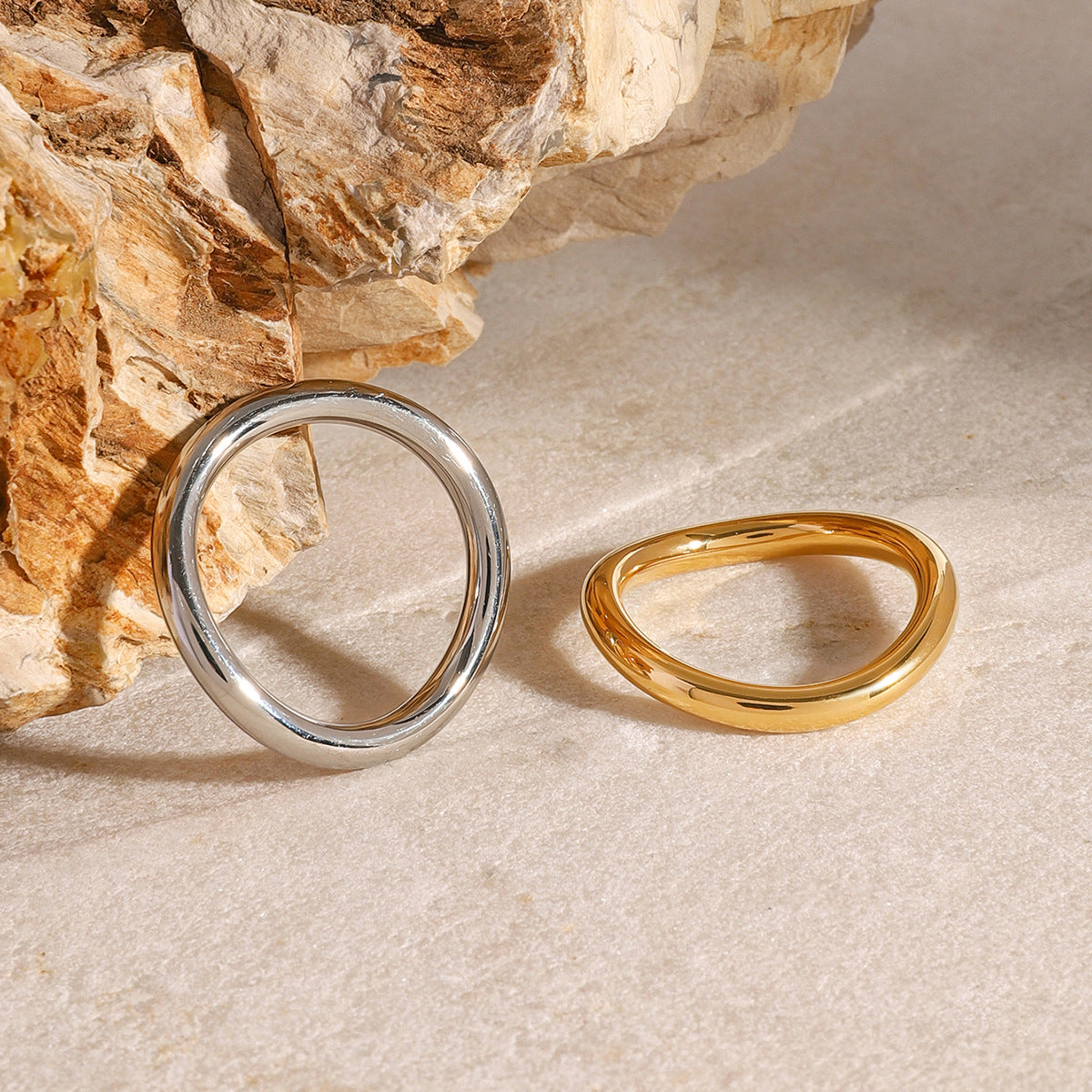 Stainless Steel Geometry Stacking Plain Ring