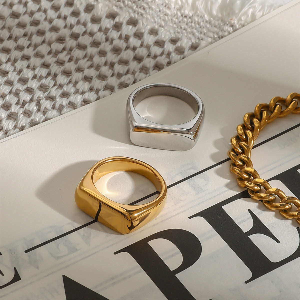 Stainless Steel Square Blank Plain Ring