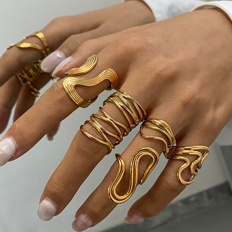 Stainless Steel Linear Exaggerated Ring