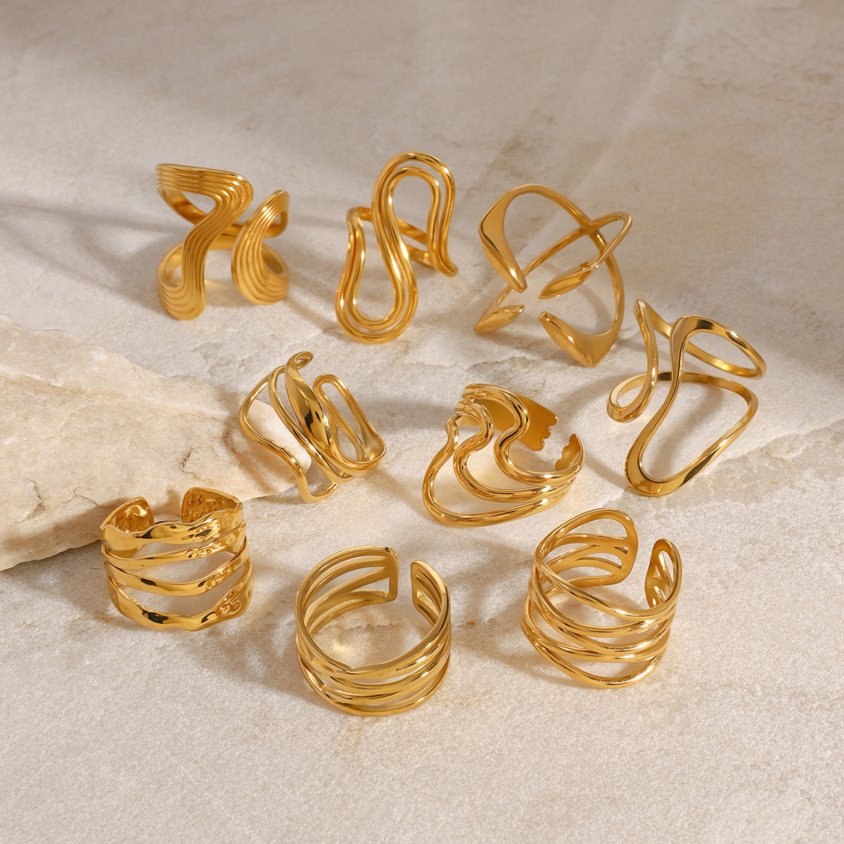 Stainless Steel Linear Exaggerated Ring
