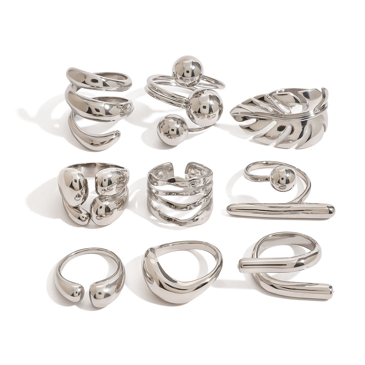 Stainless Steel Geometric Ring Combination