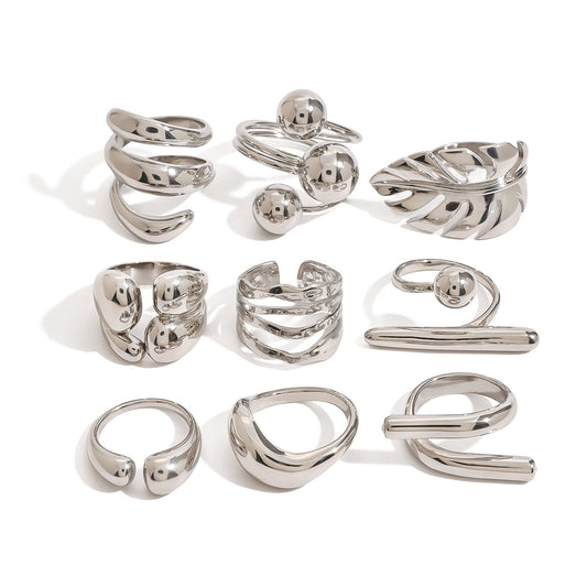 Stainless Steel Geometric Ring Combination