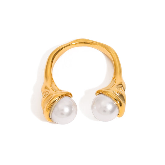 18K Gold PVD Stainless Steel Pearl Ring