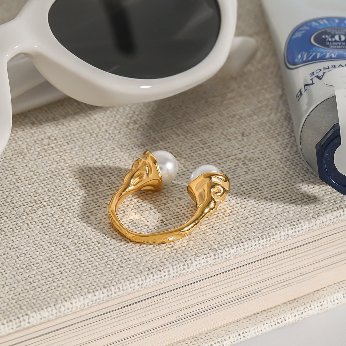 18K Gold PVD Stainless Steel Pearl Ring
