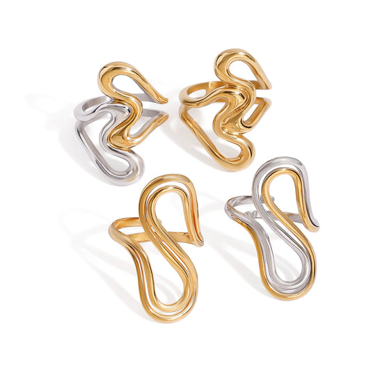 Stainless Steel Geometric Line Ring