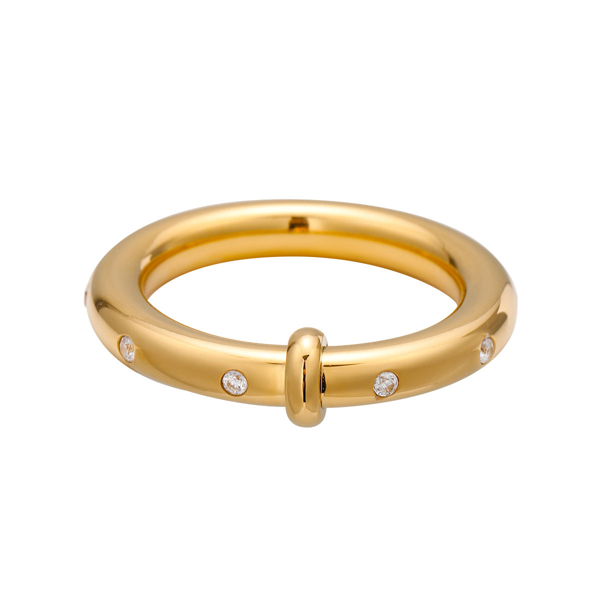 Stainless Steel Rhinestone Plain Ring