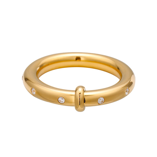 Stainless Steel Rhinestone Plain Ring