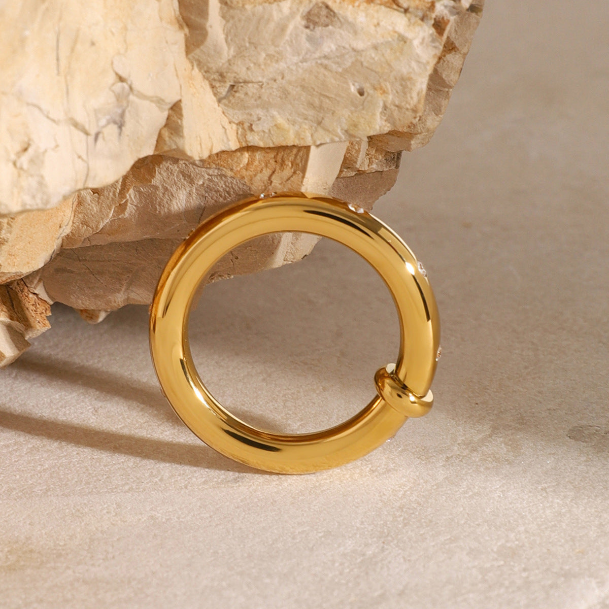 Stainless Steel Rhinestone Plain Ring