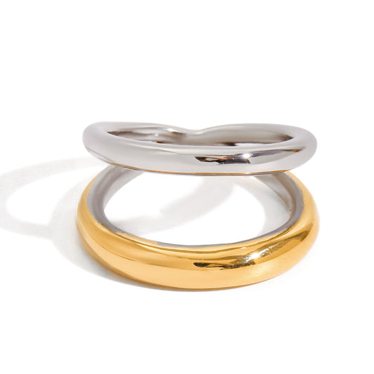 Stainless Steel Two-Tone Gold and Steel Ring