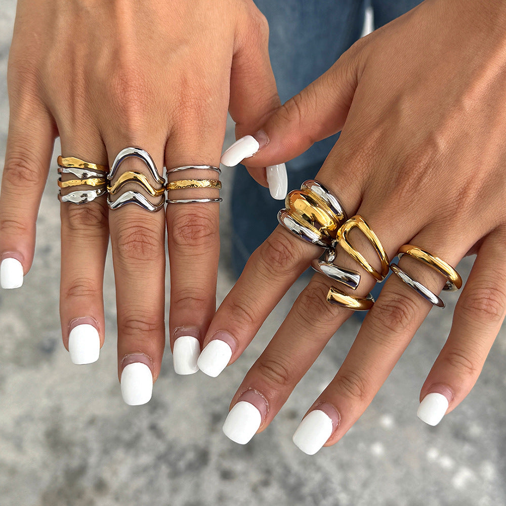 Stainless Steel Two-Tone Gold and Steel Ring