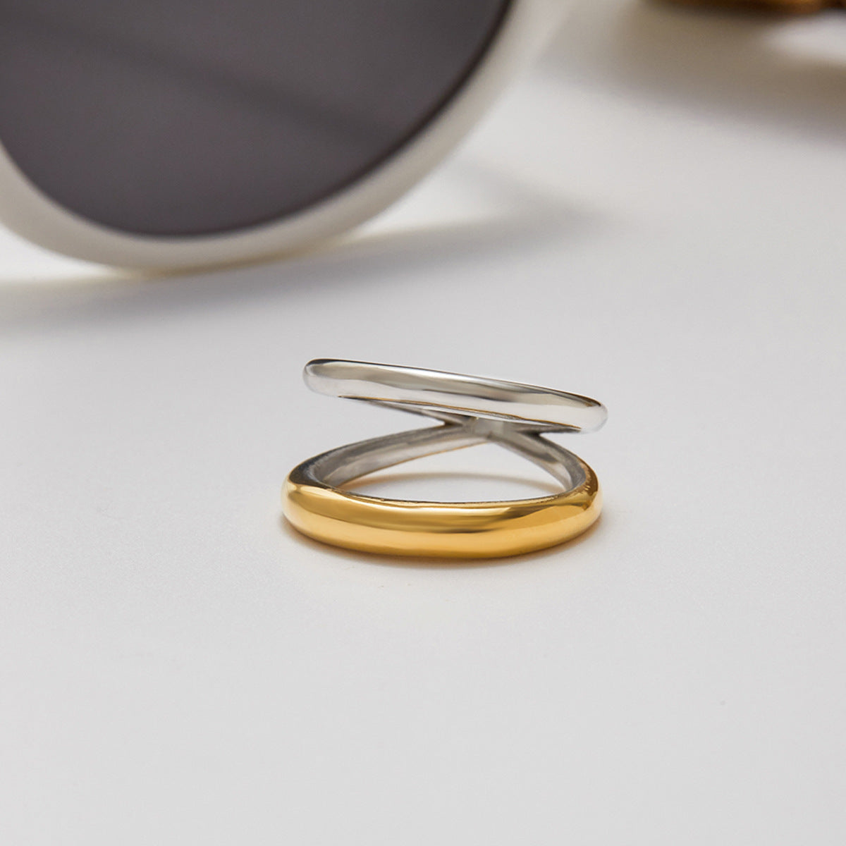 Stainless Steel Two-Tone Gold and Steel Ring