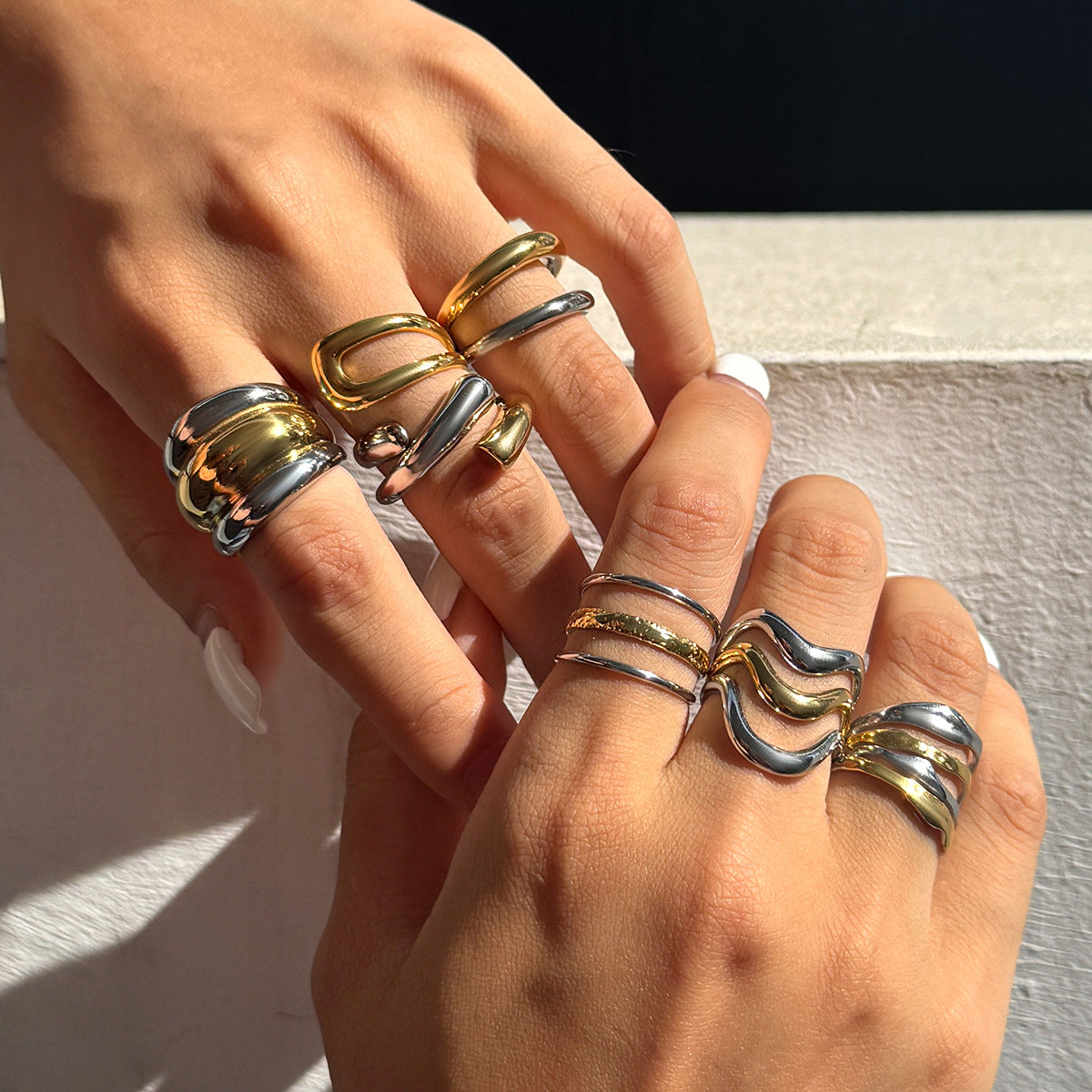 Stainless Steel Two-Tone Gold and Steel Ring
