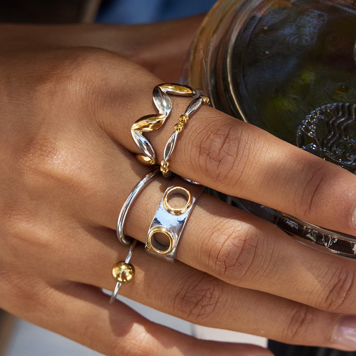 Stainless Steel Two-Tone Gold and Steel Ring