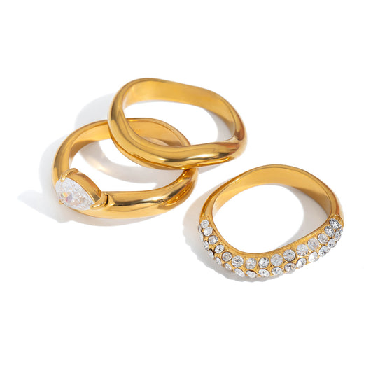 Stainless Steel White Cubic Zirconia Ring