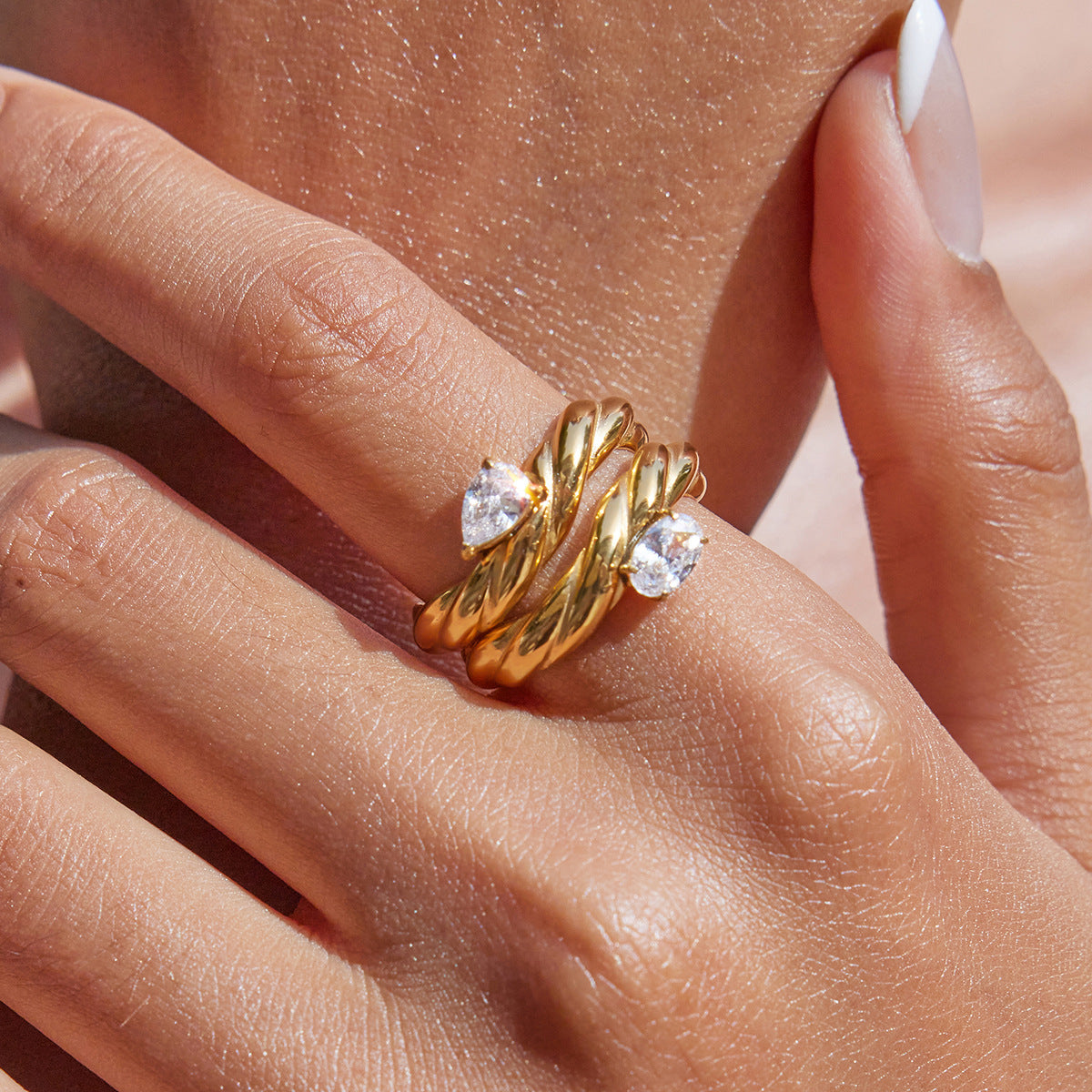 Stainless Steel White Cubic Zirconia Ring