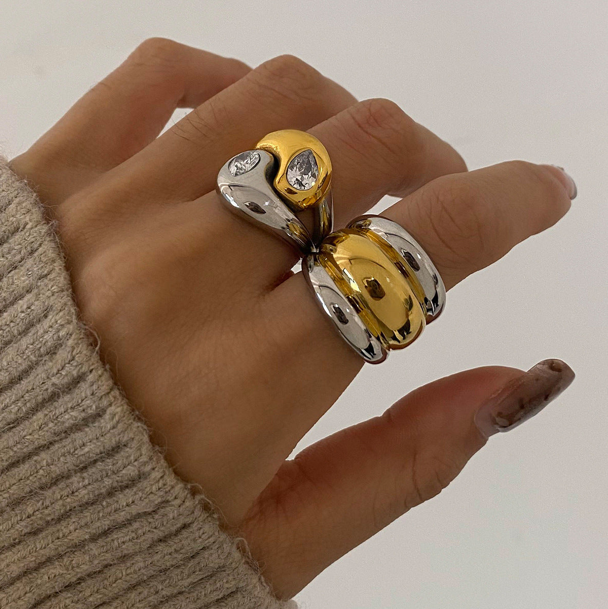 Stainless Steel Exaggerated Retro Ring
