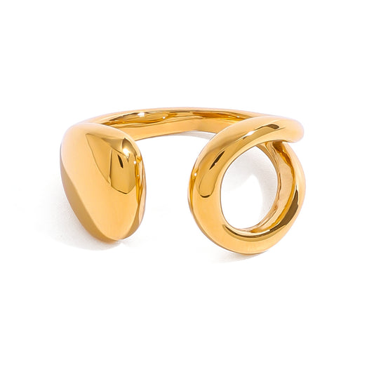 Stainless Steel 18K Gold PVD Hollowed Open Ring