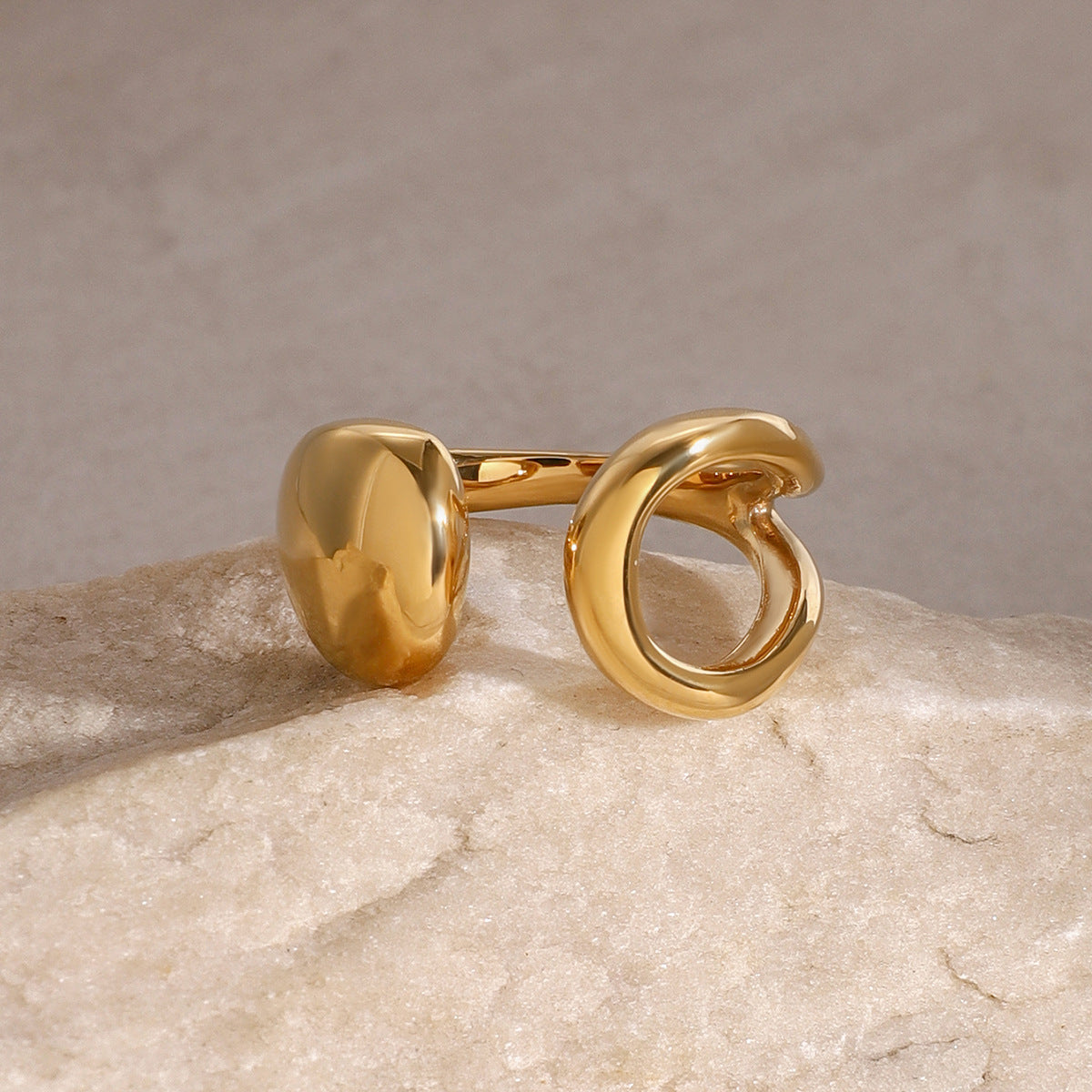 Stainless Steel 18K Gold PVD Hollowed Open Ring