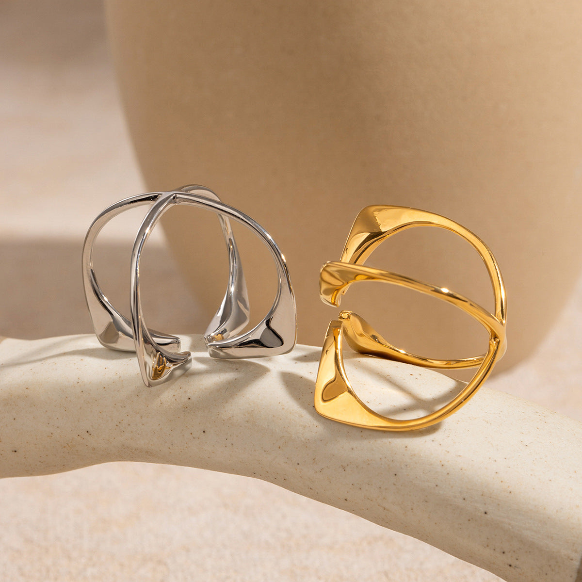 Stainless Steel Cross Opening Ring