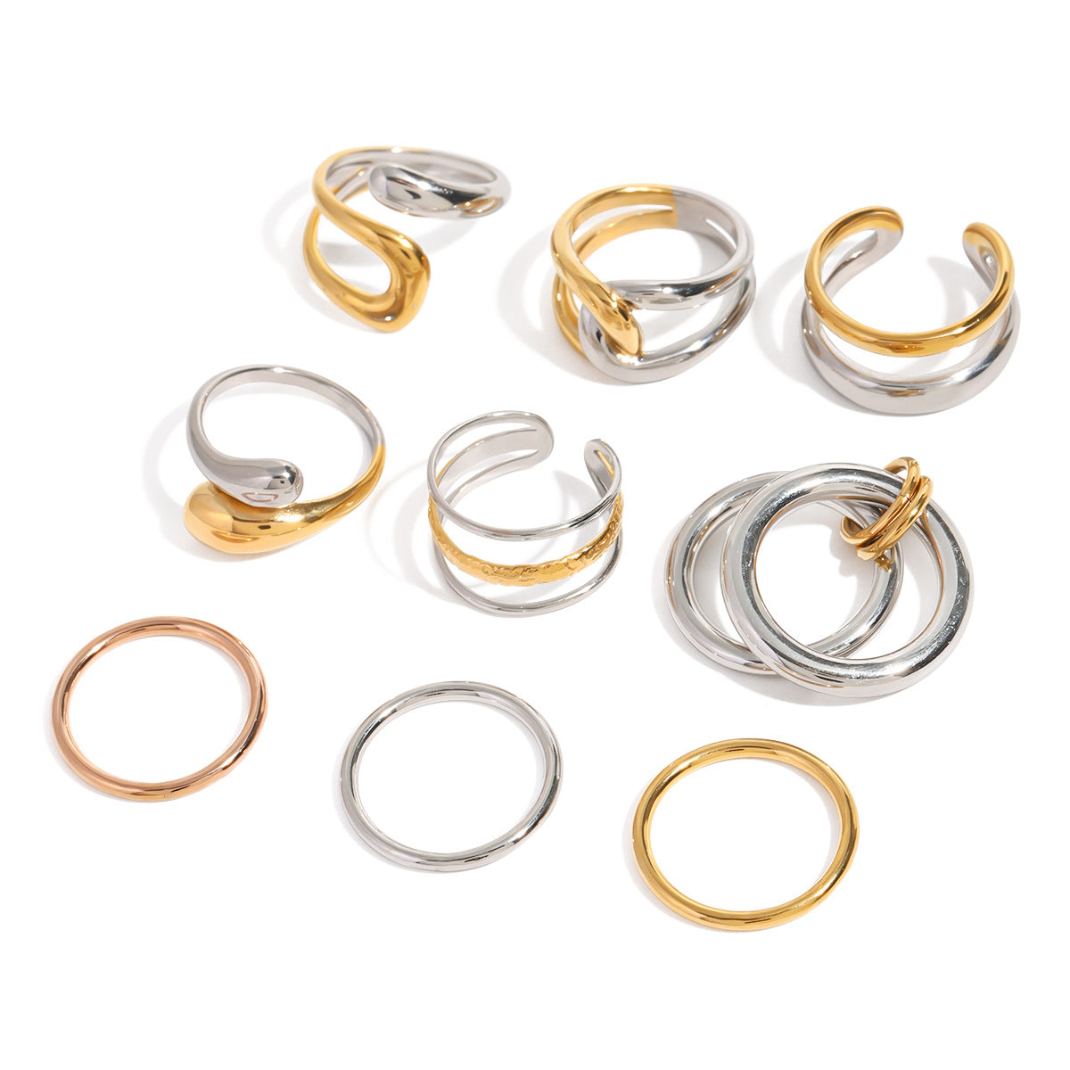 Stainless Steel Two-Tone Gold and Steel Ring