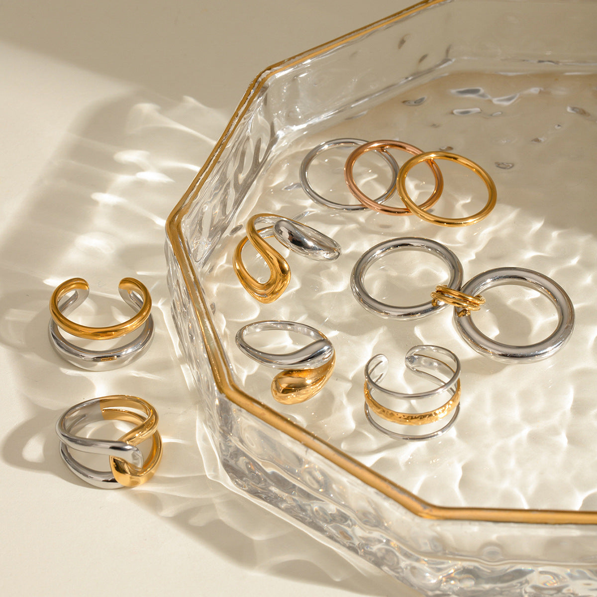 Stainless Steel Two-Tone Gold and Steel Ring
