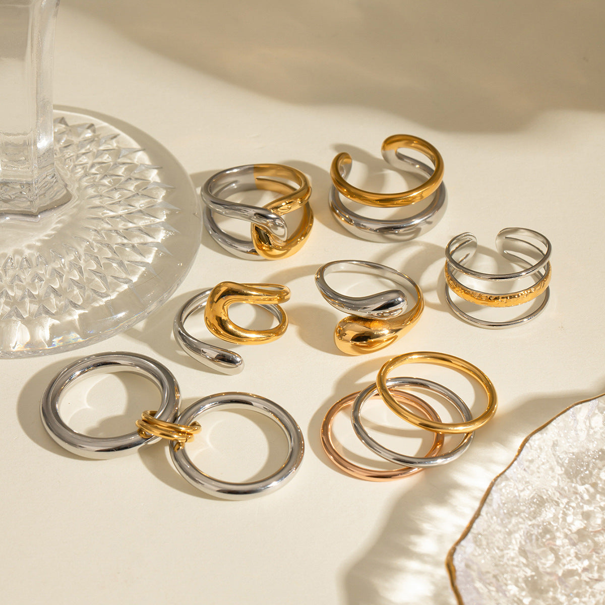 Stainless Steel Two-Tone Gold and Steel Ring