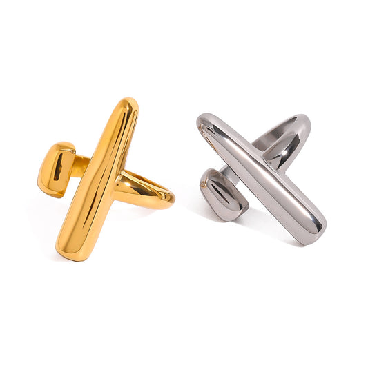 Stainless Steel Geometric Tapered Open Ring